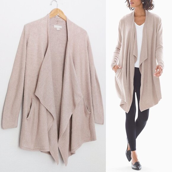 Barefoot Dreams CozyChic Lite Island Wrap Waterfall Open Front Cardigan Soft S/M - Picture 16 of 16